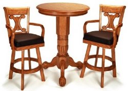 Oak Pedestal Pub Table Set