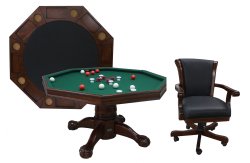 3 in 1 - 48” Octagon Poker/Bumper/Dining Table in Walnut